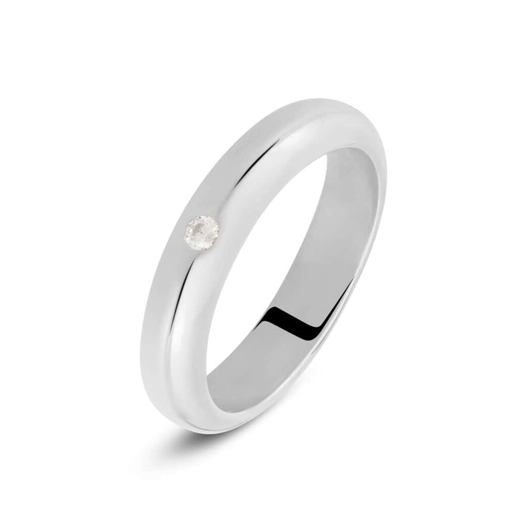 Fede Classica Leggera 4 mm Oro Bianco Diamante