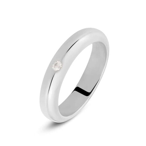 Fede Classica Leggera 4 mm Oro Bianco Diamante - Fedi Unisex | Stroili