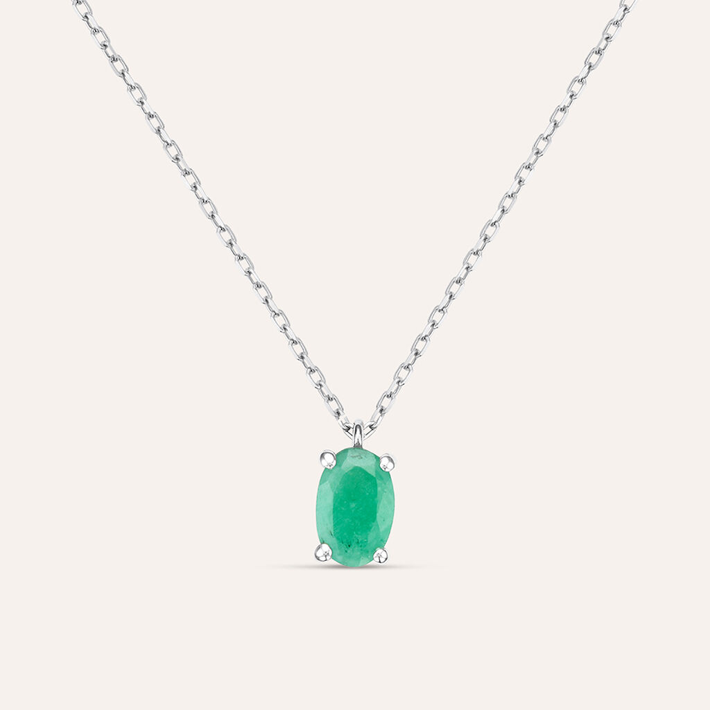 Collana Punto Luce Charlotte Oro Bianco Smeraldo - Collane Punto Luce Donna | Stroili