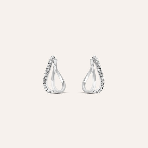 Orecchini A Cerchio Toujours Oro Bianco Cristallo - Orecchini a Cerchio Donna | Stroili