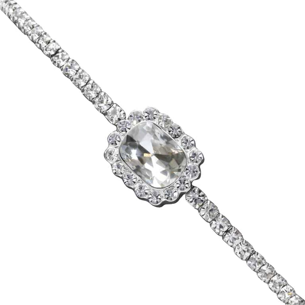 Bangle in metallo e strass con gemma silver