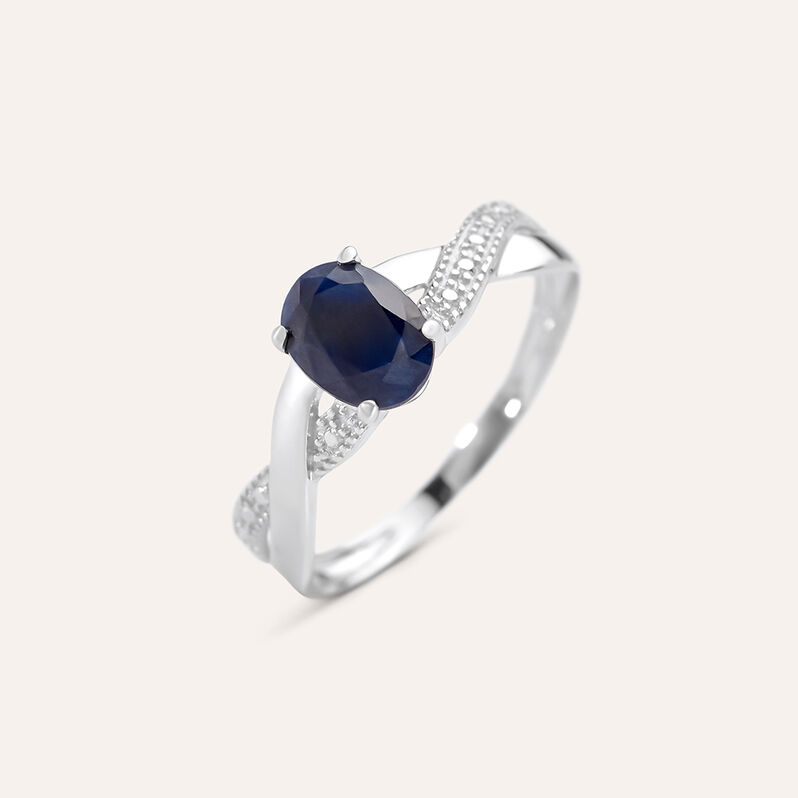 Anello Solitario Charlotte Oro Bianco Zaffiro - Anelli con Pietre Donna | Stroili