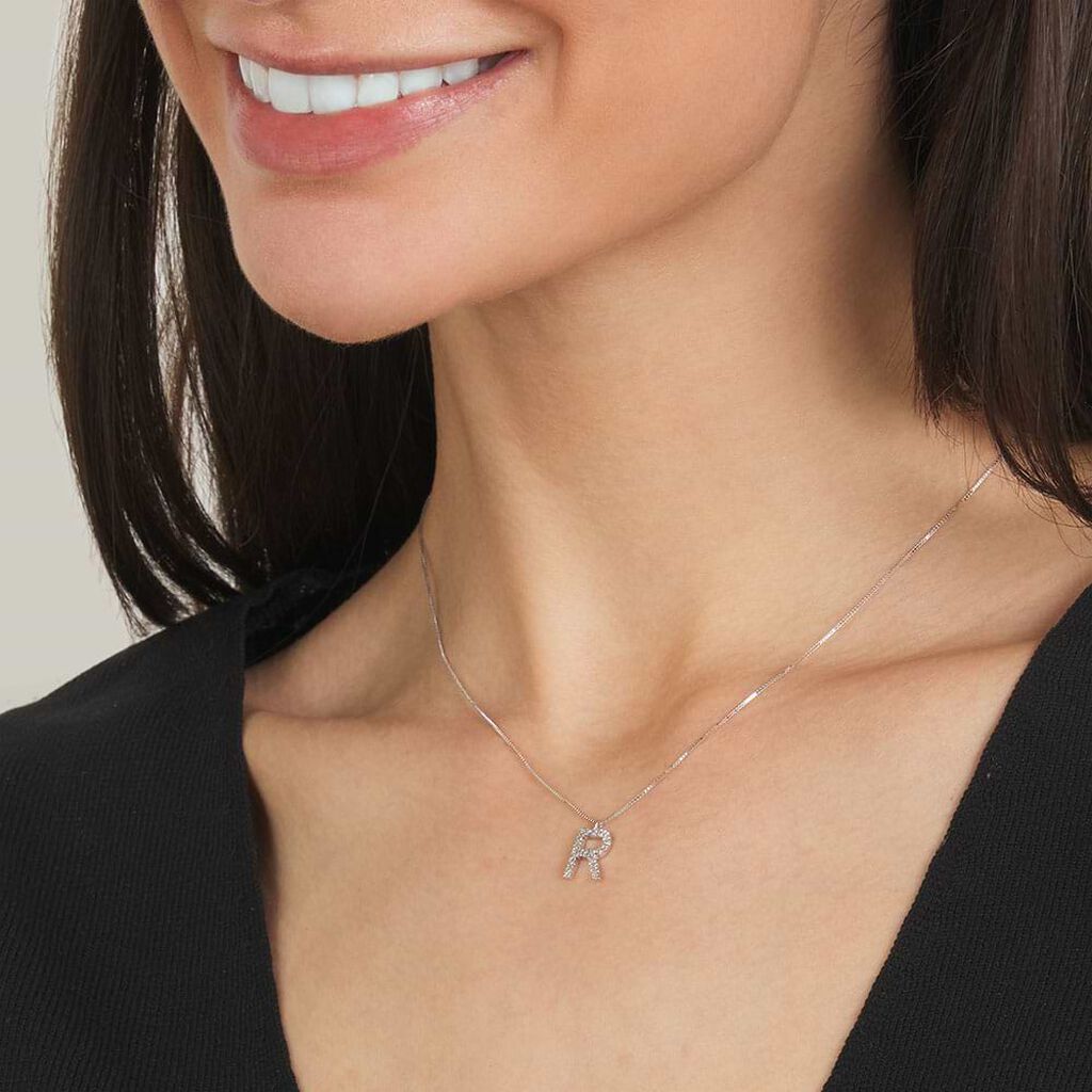 Collana Diamond Letters Oro Bianco Diamante - Collane Donna | Stroili