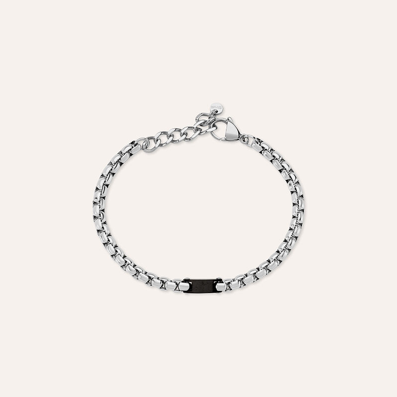 Bracciale Man Code Acciaio Bicolore Bianco / Nero - Bracciali Uomo | Stroili