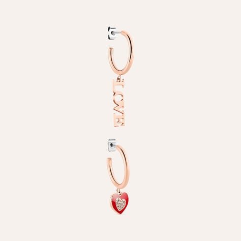 Orecchini Spaiati Lady Sweet Acciaio Rosa Cristallo - Orecchini a Cerchio Donna | Stroili