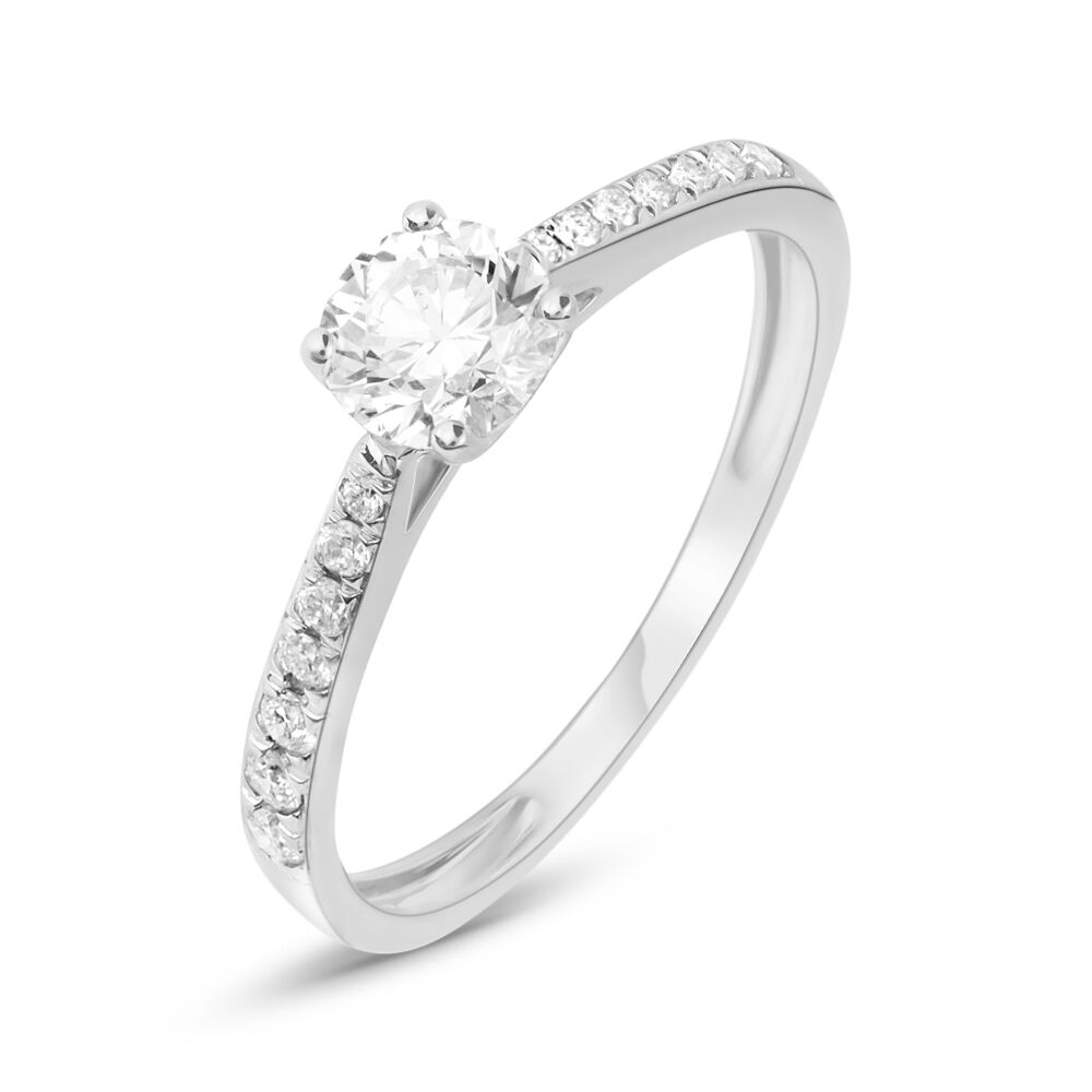 Anello Solitario Diamade Oro Bianco Diamante Lab Grown