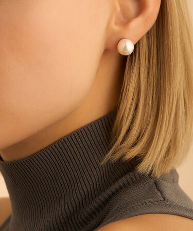 Orecchini Lobo Silver Pearls Argento Rodiato Perla sintetica