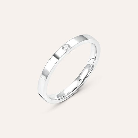 Fede Comoda 2.5 mm Oro Bianco Diamante - Anelli con Incisione Unisex | Stroili