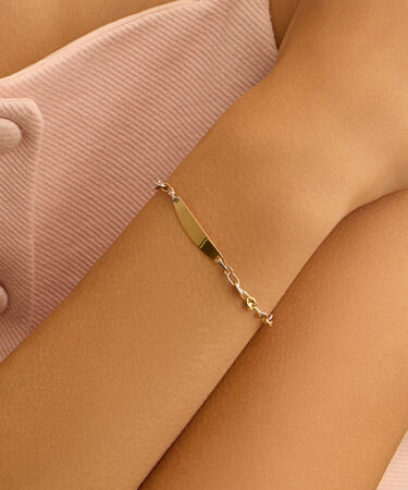 Bracciale Con Targhetta Holy Oro Bicolore