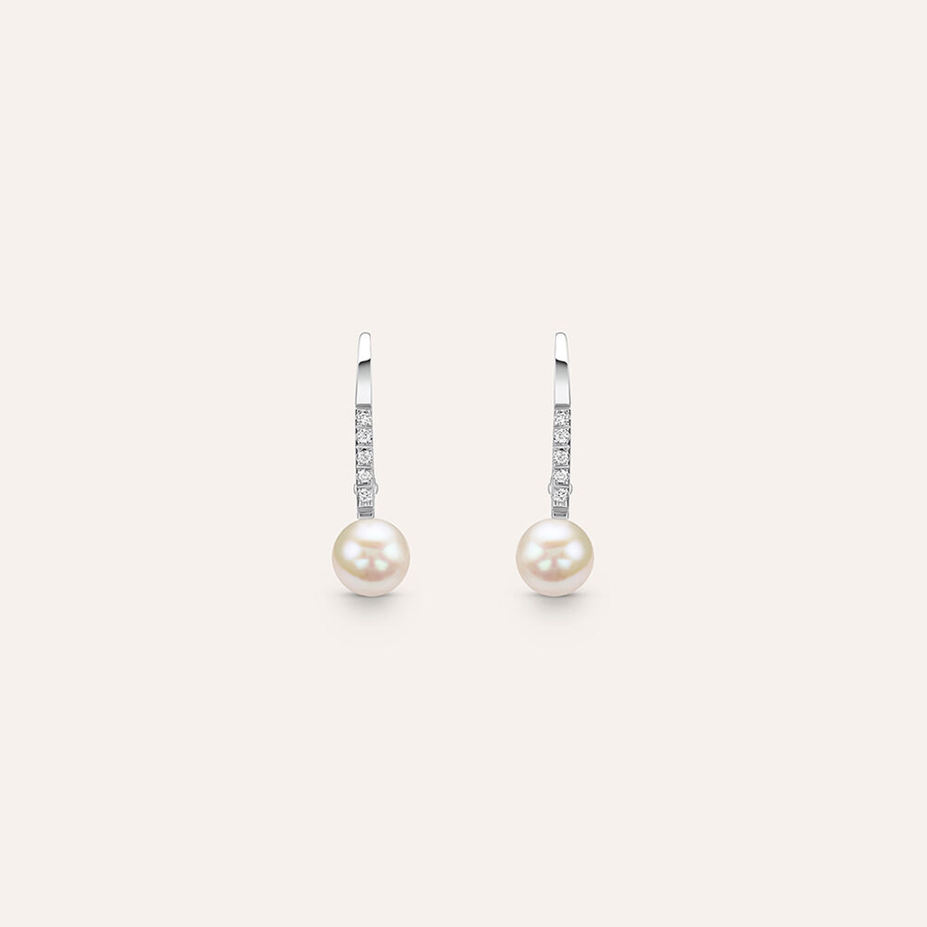 Orecchini Pendenti Gold Pearls Oro Bianco Perla D'Acqua Dolce Diamante - Orecchini Pendenti Donna | Stroili