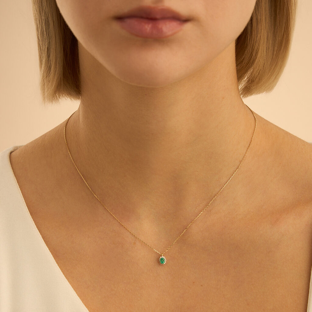 Collana Charlotte Oro Giallo Smeraldo Diamante