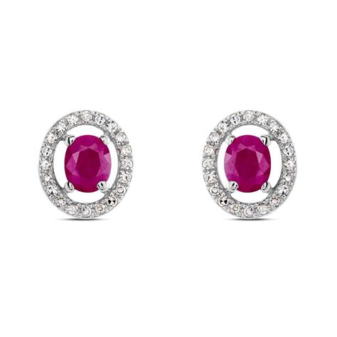 Orecchini Lobo Punto Luce Elizabeth Crown Oro Bianco Rubino Diamante - Orecchini a Lobo Donna | Stroili