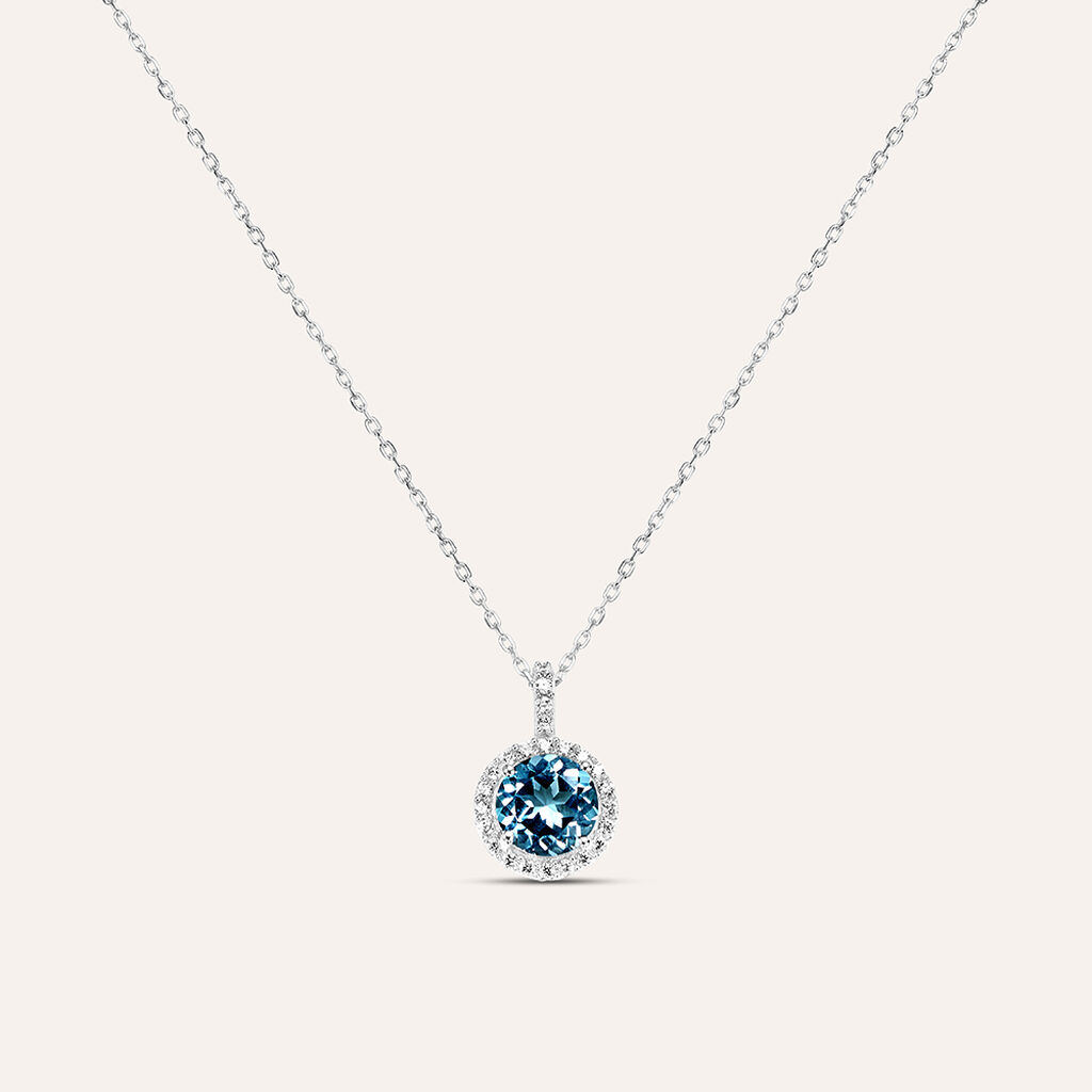 Collana Punto Luce Am&eacute;lie Oro Bianco Topazio Cubic Zirconia