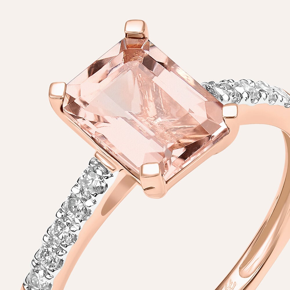DazzlingRock Collection Donna 14k Oro Rosa morganite Rotondo e Nero di