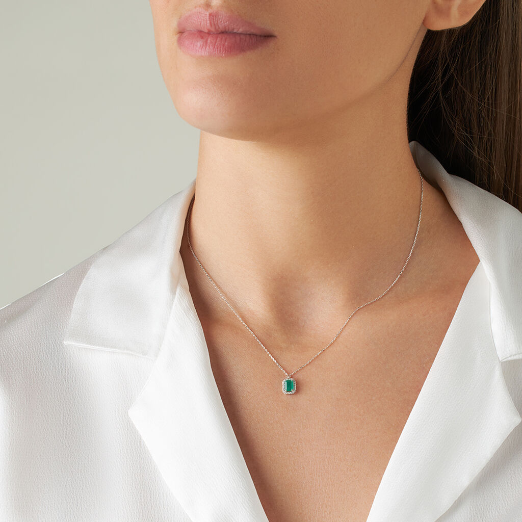 Collana Charlotte Oro Bianco Smeraldo Diamante - Collane Donna | Stroili