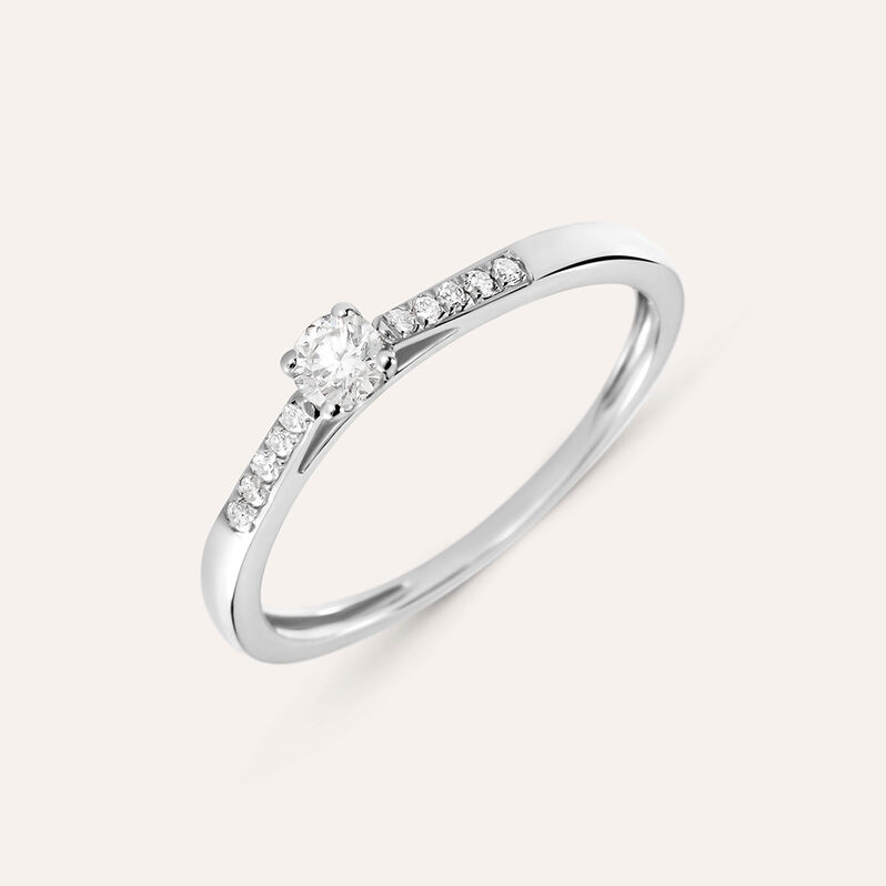 Anello Solitario Grace Oro Bianco Diamante - Anelli con Pietre Donna | Stroili