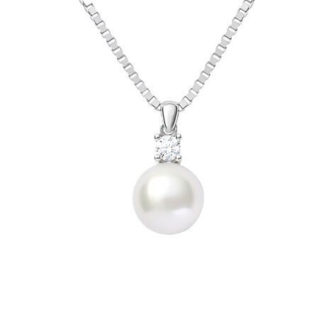 Collana Gabrielle Oro Bianco Perla D'Acqua Dolce Cubic Zirconia - Collane Donna | Stroili