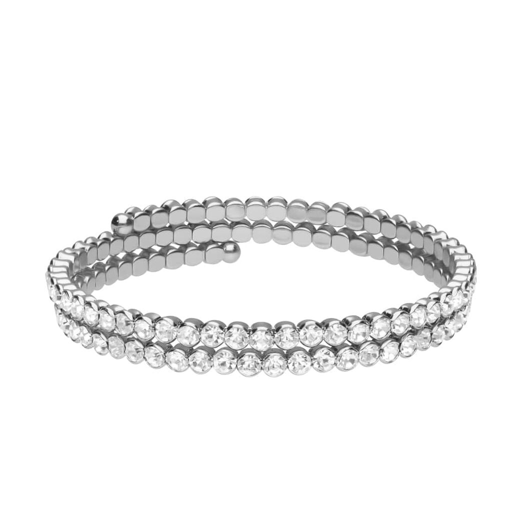 Bracciale bangle in metallo rodiato e cristalli - Bracciali Donna | Stroili