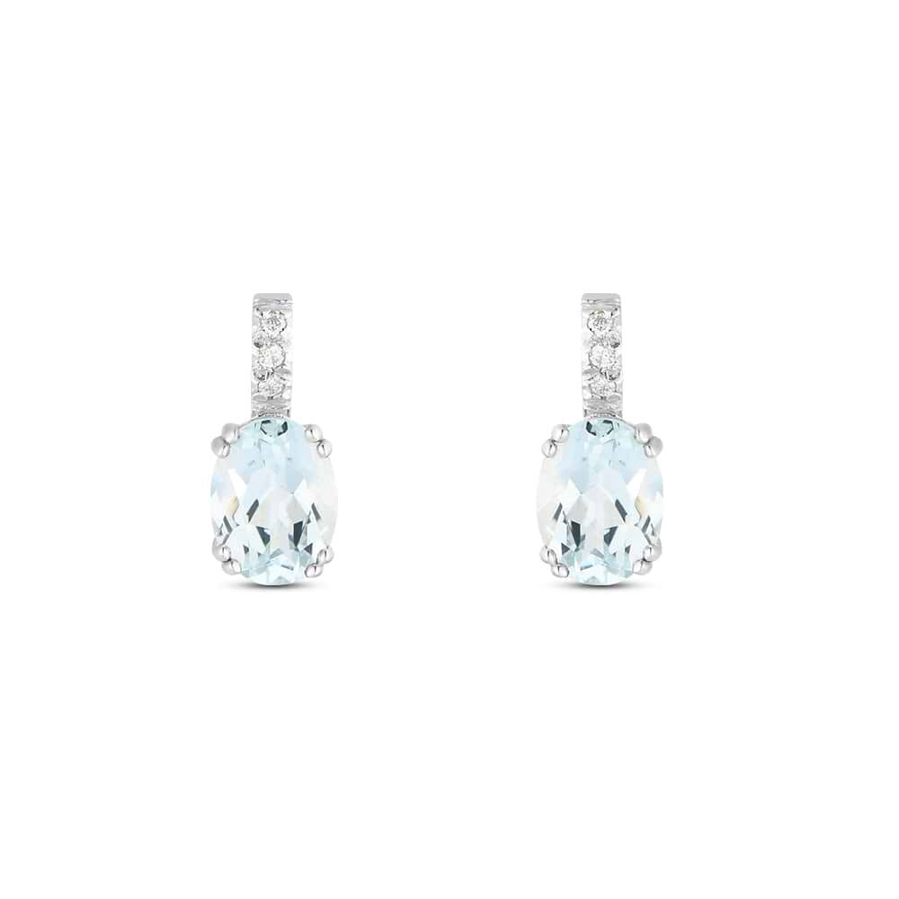 Orecchini Lobo Acquamarina Oro Bianco Acquamarina Diamante