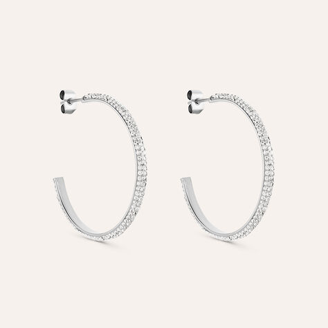 Orecchini A Cerchio Aura Acciaio Cristallo - Orecchini a Cerchio Donna | Stroili