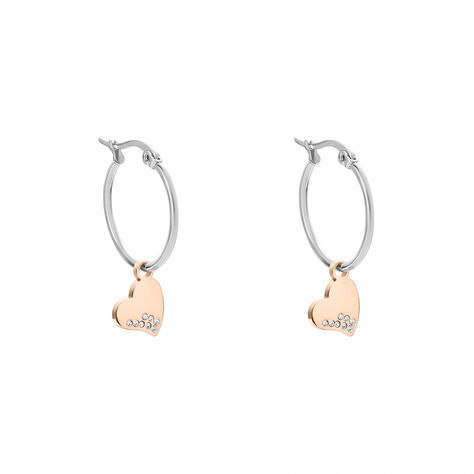 Orecchini A Cerchio Sunrise Acciaio Bicolore Bianco / Rosa Cristallo - Orecchini a Cerchio Donna | Stroili