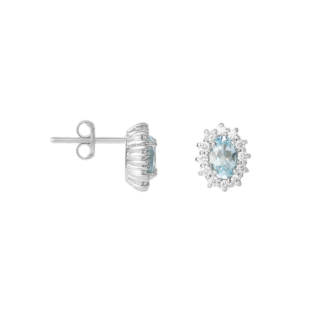 Orecchini Lobo Acquamarina Oro Bianco Acquamarina Diamante - Orecchini a Lobo Donna | Stroili