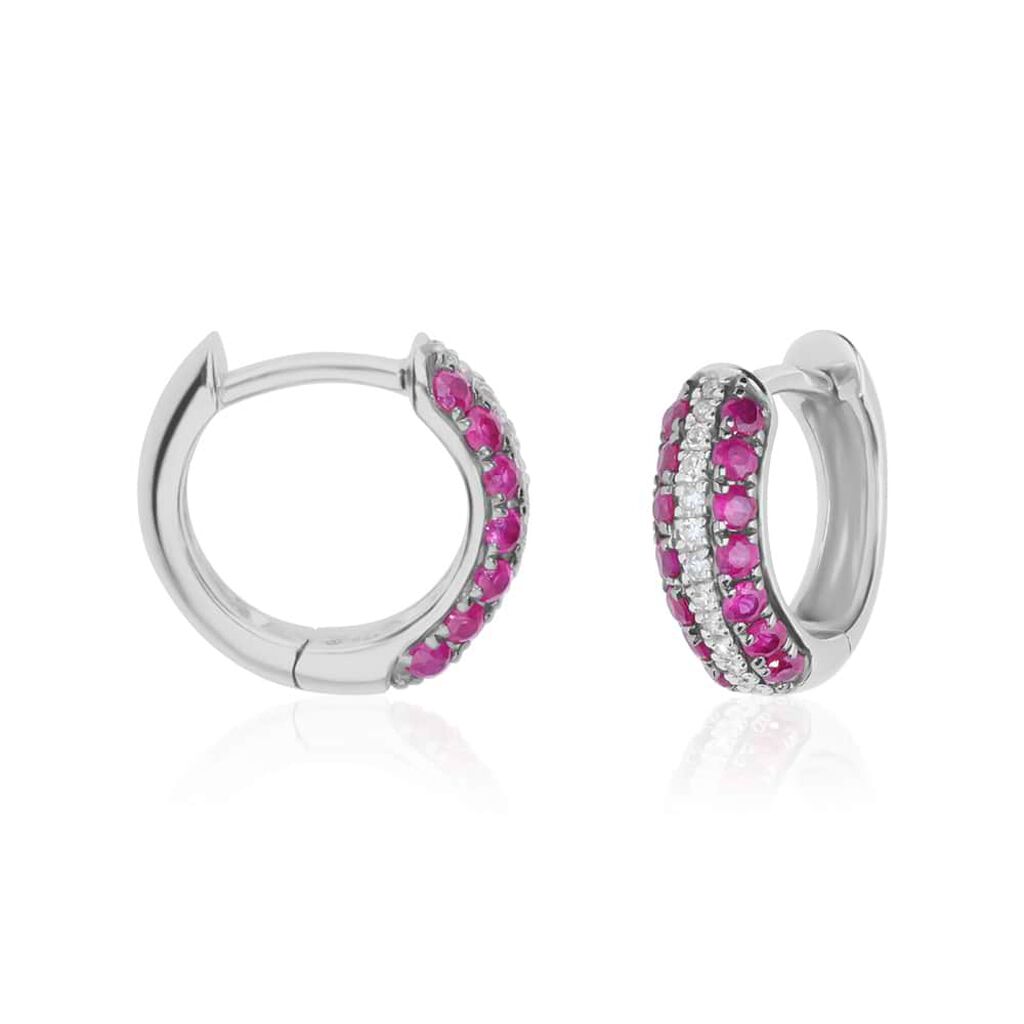 Orecchini A Cerchio Charlotte Oro Bianco Rubino Diamante - Orecchini a Cerchio Donna | Stroili