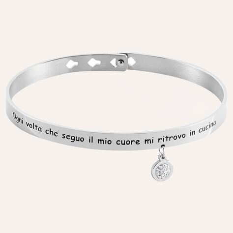 Bangle Lady Message Acciaio Happiness e Cristalli - Bracciali Donna | Stroili