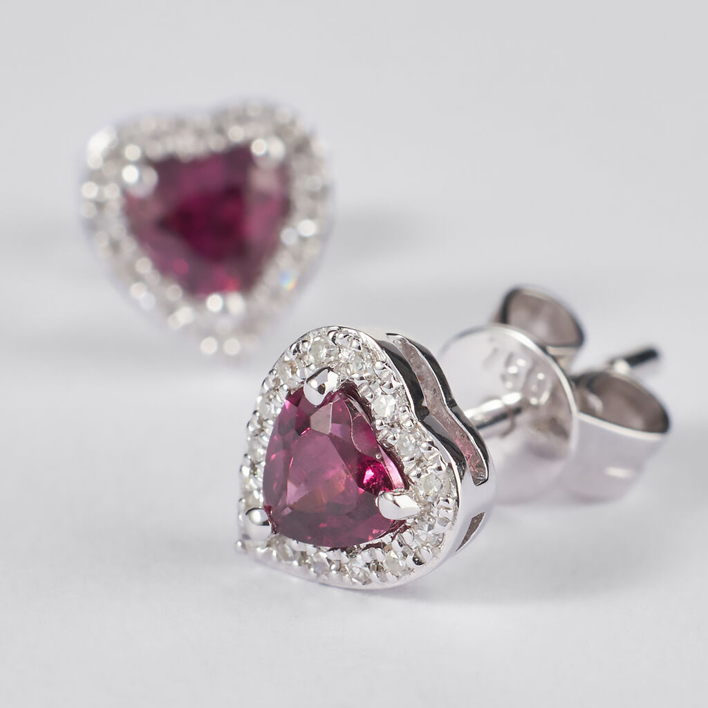 Orecchini Lobo Jasmine Oro Bianco Rodolite Diamante - Orecchini a Lobo Donna | Stroili