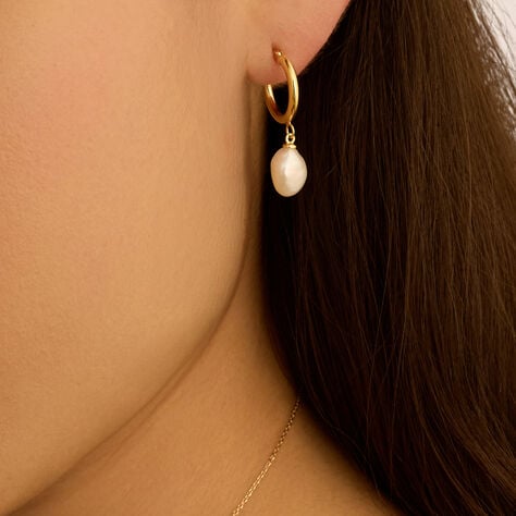 Orecchini A Cerchio Gabrielle Oro Giallo Perla D'Acqua Dolce - Orecchini a Cerchio Donna | Stroili