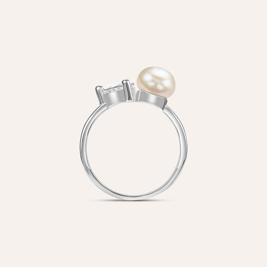 Anello Bilogy Silver Pearls Argento Rodiato Perla sintetica Cubic Zirconia - Anelli con Pietre Donna | Stroili