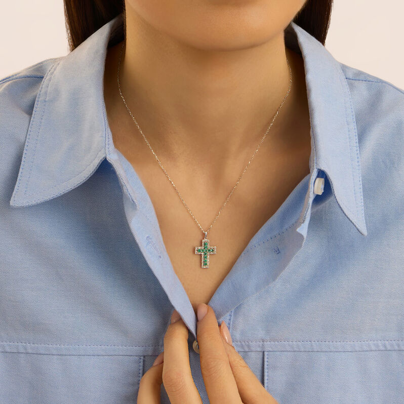 Collana Elizabeth Crown Oro Bianco Smeraldo Diamante - Collane Donna | Stroili