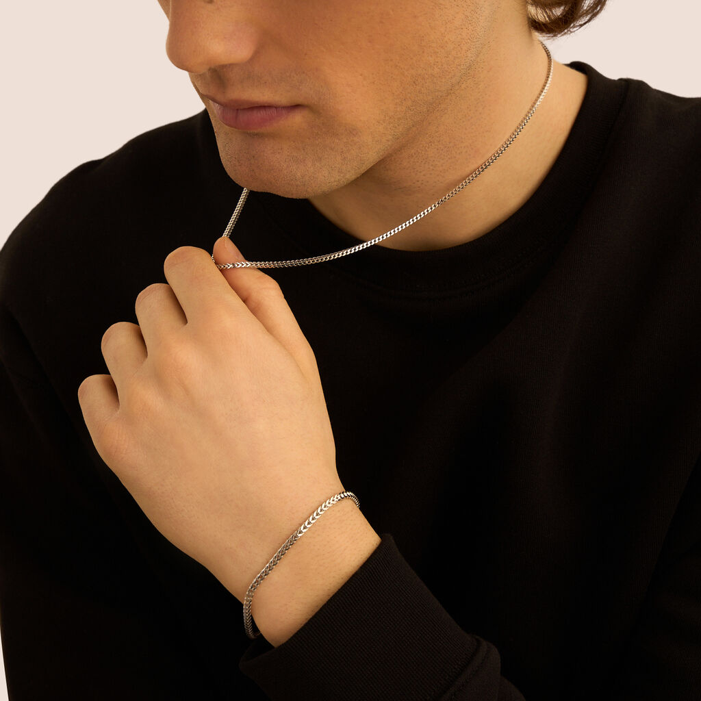 Bracciale Catena Gentleman Argento Rodiato - Bracciali Uomo | Stroili