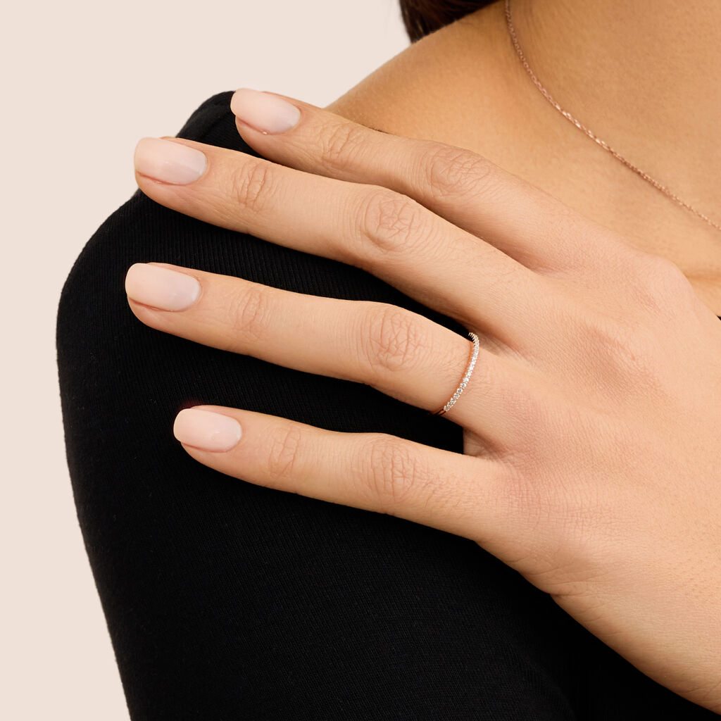 Anello Semi-eternity Silver Elegance Argento Rosa Cubic Zirconia