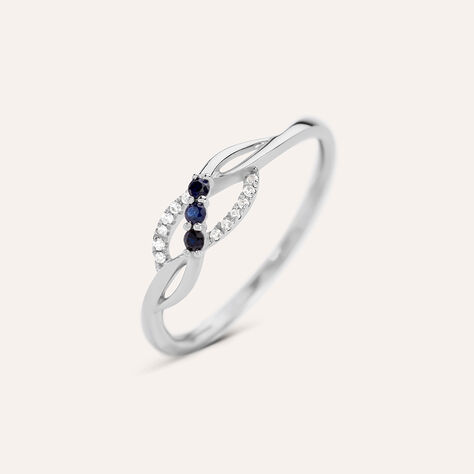 Anello Fantasia Charlotte Oro Bianco Zaffiro Diamante - Anelli con Pietre Donna | Stroili