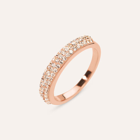 Anello Fascia Aura Acciaio Rosa Cristallo - Anelli con Pietre Donna | Stroili