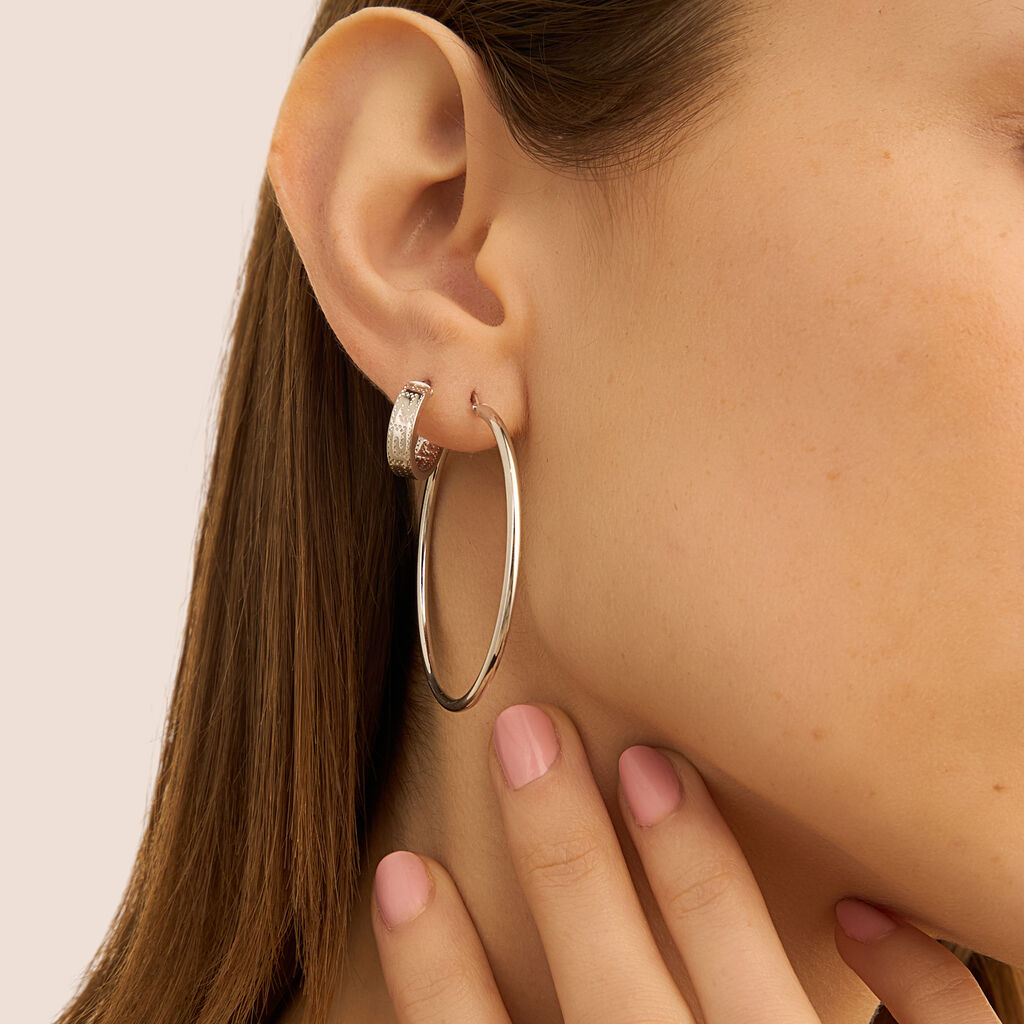 Orecchini A Cerchio Toujours Oro Bianco - Orecchini a Cerchio Donna | Stroili