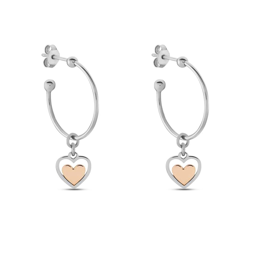 Orecchini A Cerchio Silver Collection Argento Bicolore Bianco / Rosa - Orecchini a Cerchio Donna | Stroili