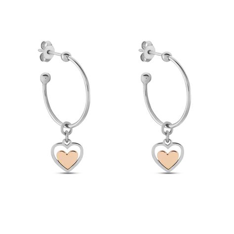 Orecchini A Cerchio Silver Collection Argento Bicolore Bianco / Rosa - Orecchini a Cerchio Donna | Stroili