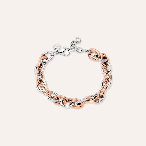 Bracciale Catena Sunrise Acciaio Bicolore Bianco / Rosa - Bracciali Intrecciati Donna | Stroili