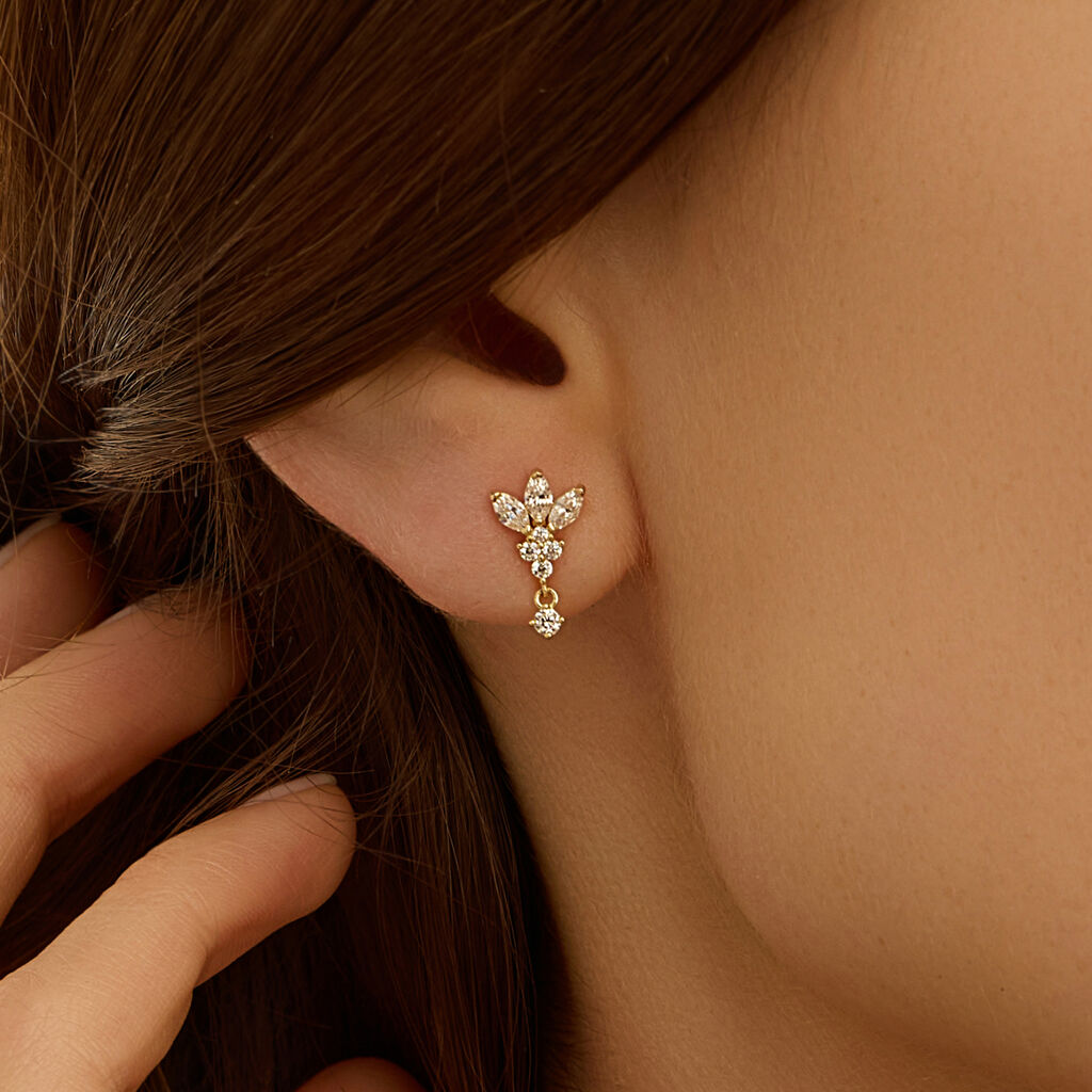Orecchini Lobo Bon Ton Oro Giallo Cubic Zirconia - Regalo per Cerimonie Religiose Donna | Stroili