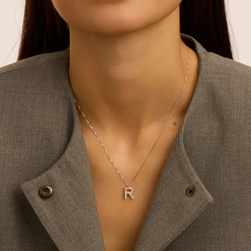 Collana Diamond Letters Oro Bianco Diamante