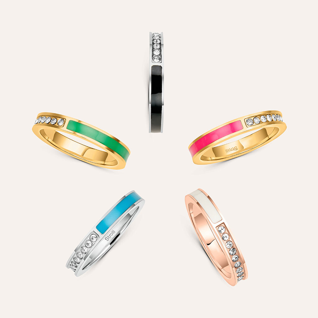 Anello Semi-eternity Lady Sweet Acciaio Rosa Cristallo