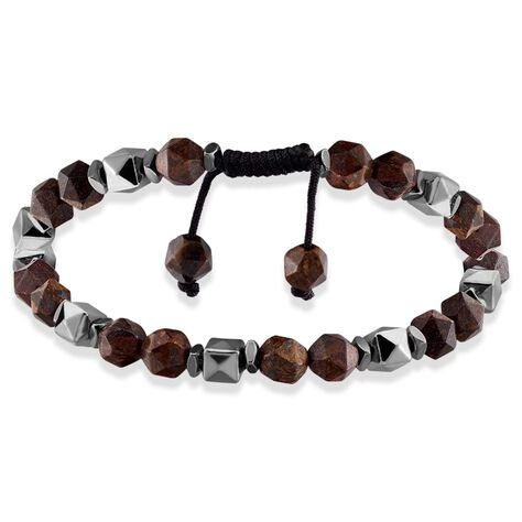 Bracciale in corda pietre e acciaio bicolore - Bracciali Uomo | Stroili