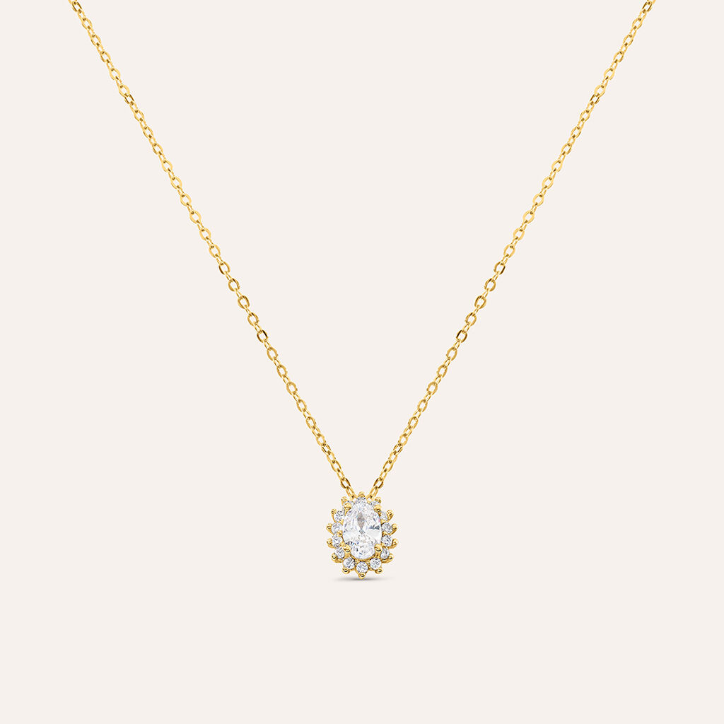 Collana Silver Glow Argento Dorato Cubic Zirconia