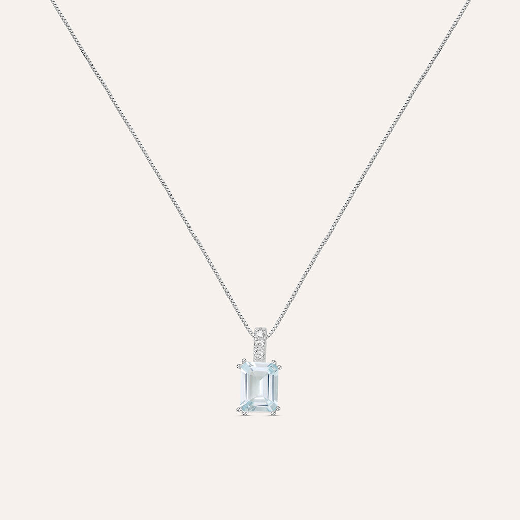 Collana Acquamarina Oro Bianco Acquamarina Diamante