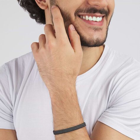 Bracciale in acciaio e corda - Bracciali Uomo | Stroili