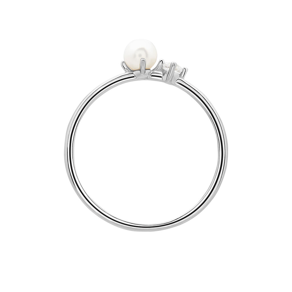 Anello Fantasia Gabrielle Oro Bianco Perla D'Acqua Dolce Cubic Zirconia - Anelli con Pietre Donna | Stroili