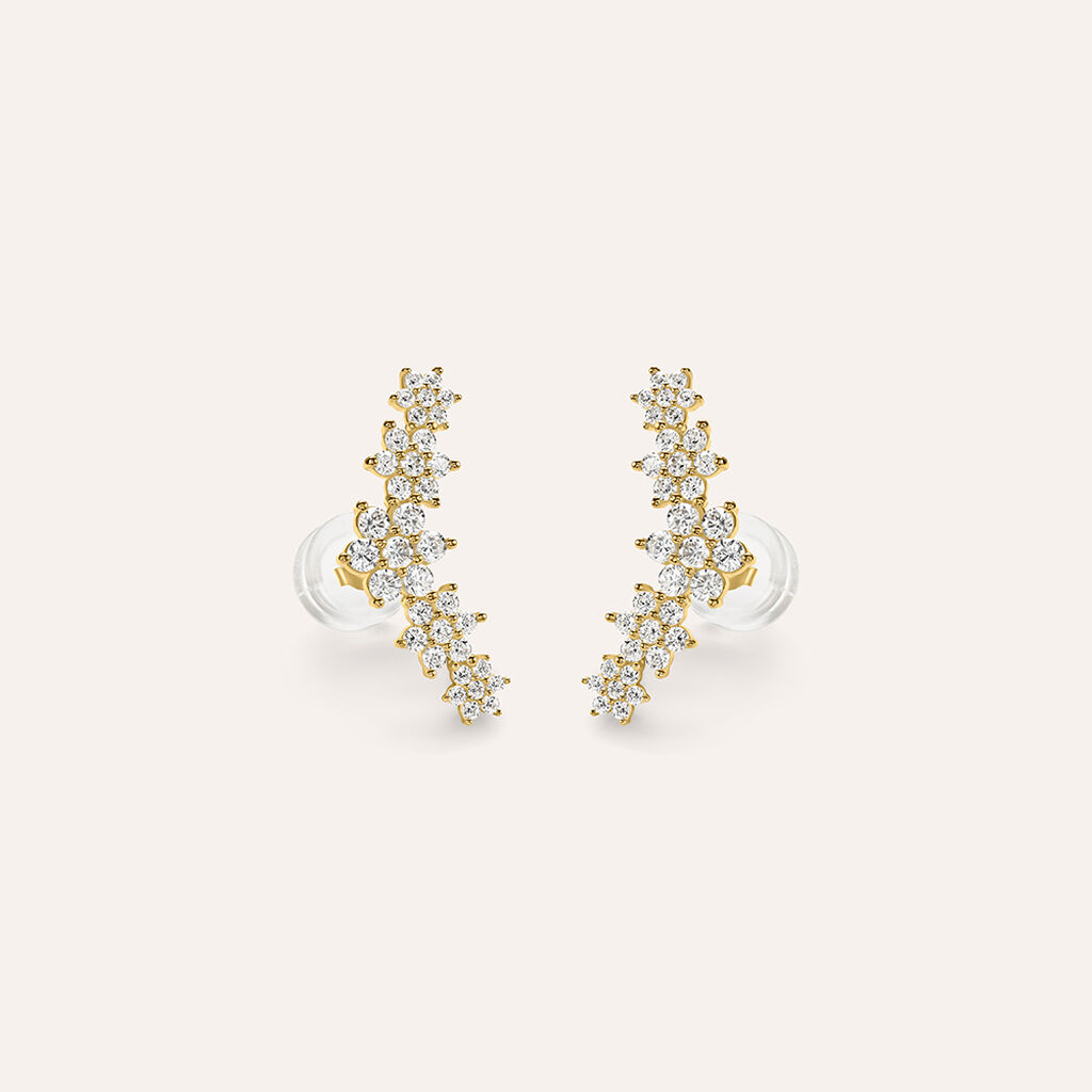 Orecchini Lobo Bon Ton Oro Giallo Cubic Zirconia