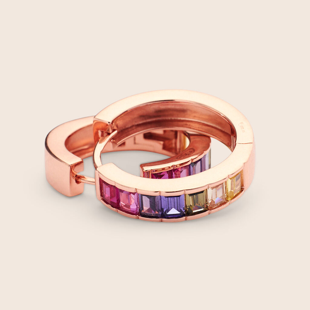 Orecchini A Cerchio Silver Rainbow Argento Rosa Cubic Zirconia - Orecchini a Cerchio Donna | Stroili